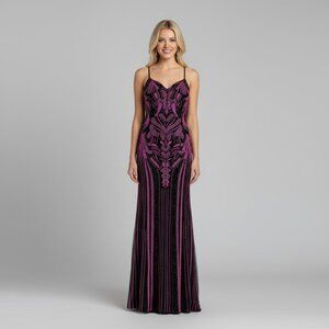 Alyce Paris black and hot pink beaded dress, size 4, NEW WITH TAGS!